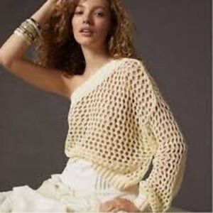 MAEVE By Anthropologie Elegant Cream One-Shoulder Sweater BNWT